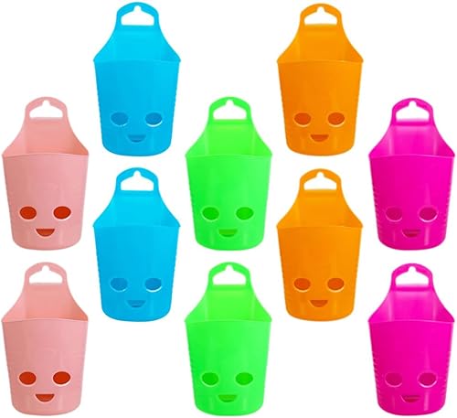 BESTonZON Organizador de almacenamiento para colgar en la pared, 10 unidades, con cara sonriente, maceta de plástico para colocar sobre la puerta,