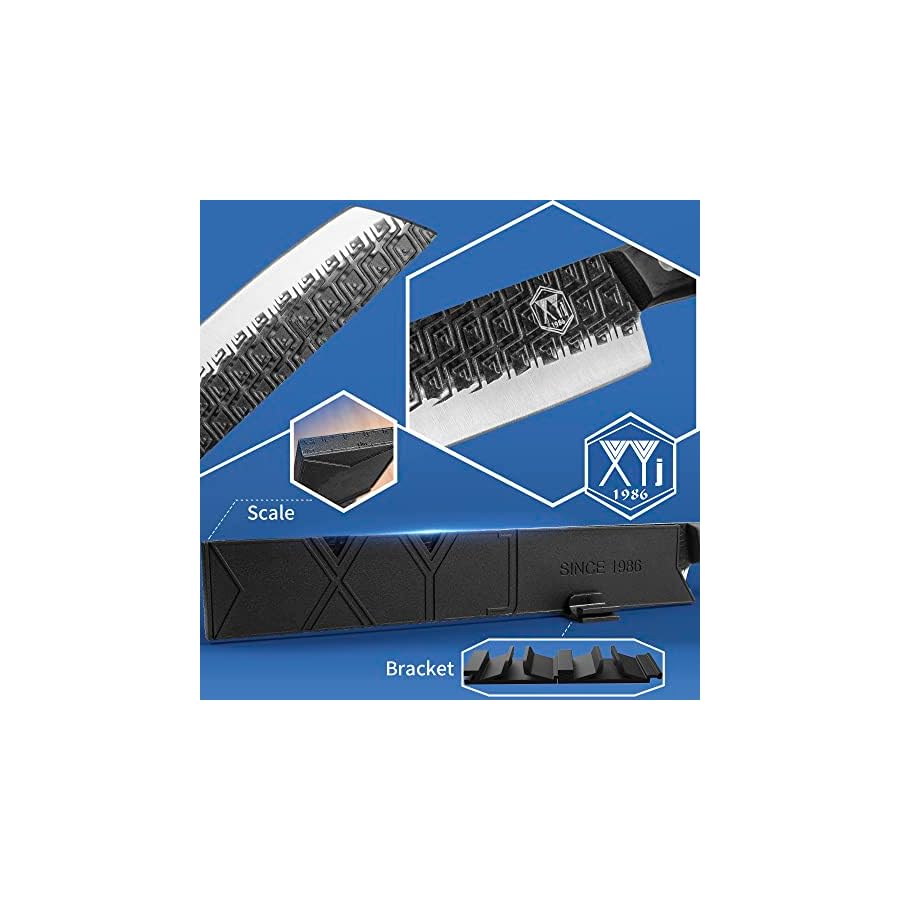 Authentic-XYJ-Since-1986Slice-Cooking-Knife-With-Edge-Guards-ProtectorSharpener-SteelSlicing-Chef-KnivesMeat-Vegetable-Cutting-KnifeNon-stick-Long-BladeFull-TangHigh-Carbon-Steel-115-Inch XYJ Slice Cooking Knife With Edge Guards Protector,Kitchen Knife,Japanese Chef Knives,Meat Vegetable Cutting Carving Brisket Knife,Long Blade,Full Tang (11.5 Inch)