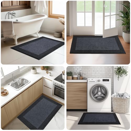 Image of Machine Washable Kitchen Rug 24 inch x 36 inch, Non Slip Kitchen Mat for Floor, Absorbent Entrance Throw Rug for Bedroom, Hallway, Bathroom, Door