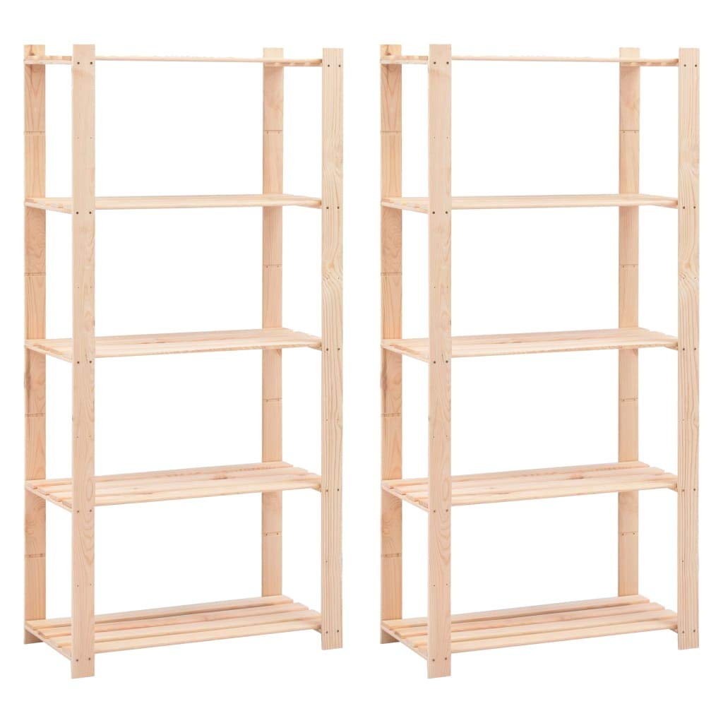 vidaXL Scaffali a 5 Livelli 2 pz 80x38x170 cm in Massello Pino 250 kg