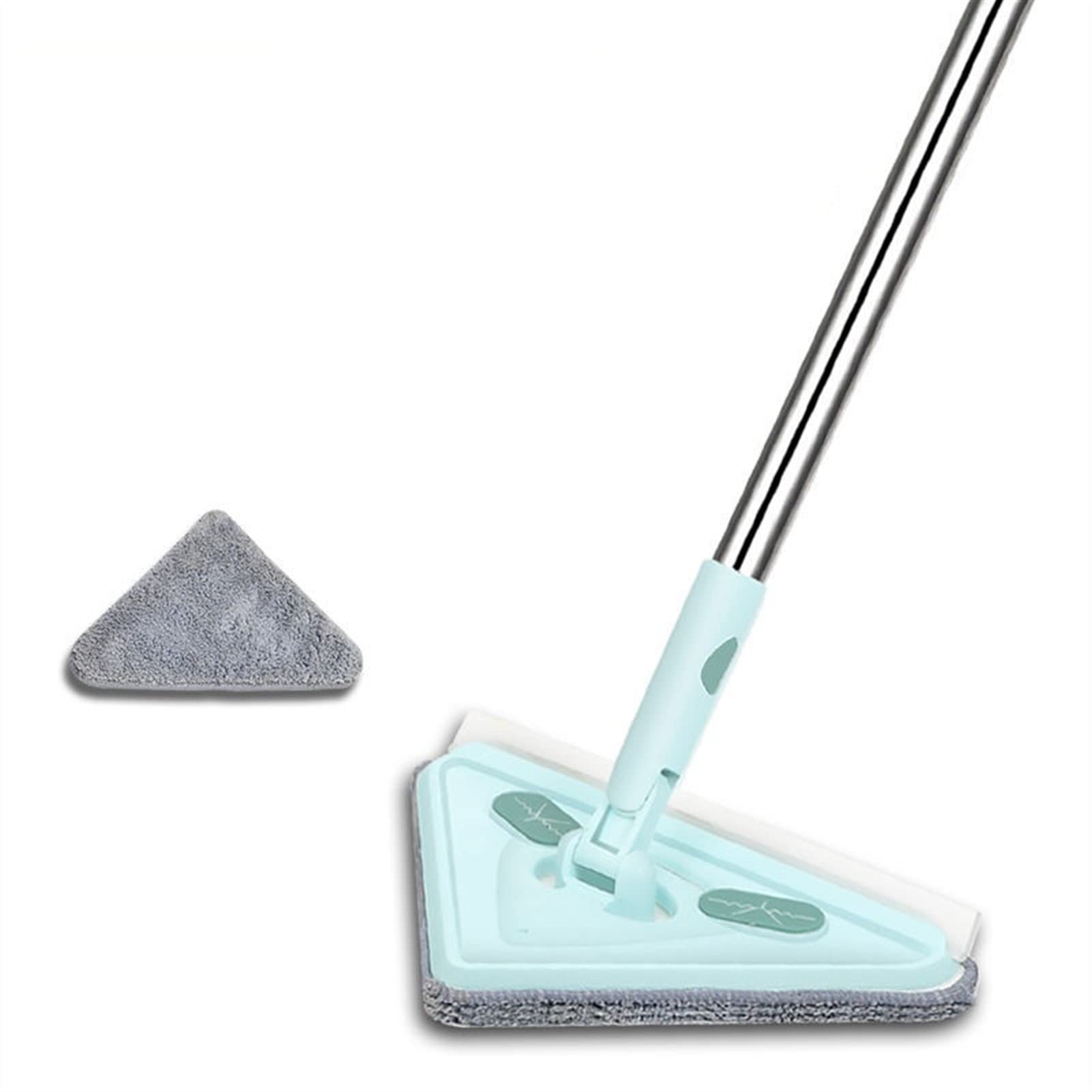 fregar Herramienta de limpiador de ventanas con mango de largo alcance extensible y cabezas triangulares 4 almohadillas de microfibra reutilizables lavables lavables MOP de limpieza de hogares multif