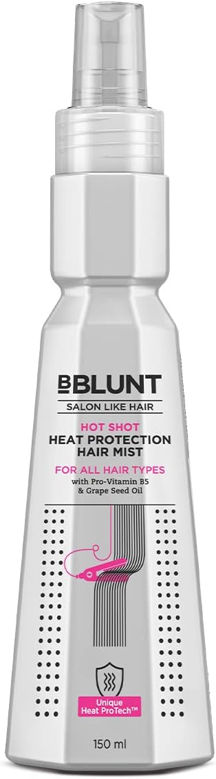 Hot Shot Heat Protection Hair Mist Designed for Indian Hair Prevents Damage Upto 230° Celsius Protection Hair Spray for Men & Women 150 ml