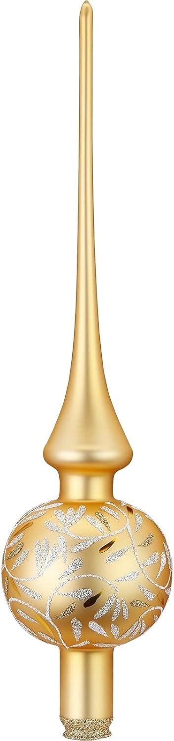 Inge Glas Gold Matte German Glass Christmas Tree Topper 11.9 Inches