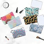 MAGEFY Makeup Bag 6 Styles Portable Travel Cosmetic Bag for Women Flower Patterns Zipper Pouch Sloth Gifts Makeup Pouch with Black Zipper (6 packs) - Image 2