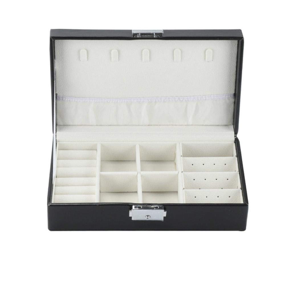 QIAOLOVEQIAO Jewellery Storage Box 1 Pc Flannel Leather Square Jewelry Organizer Makeup Earrings Necklace Large Capacity Multi-Grid Display Jewellery Box,Black