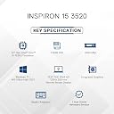 Dell Inspiron 3520 Thin & Light Laptop, Intel Core i5-1235U Processor, 8GB, 512GB SSD, 15.6" (39.62cm) FHD 120Hz 250 nits Display, Windows 11 + MSO'21, Backlit KB, 15 Months McAfee, Silver, 1.65kg gallery image