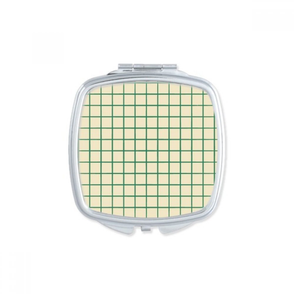 Miroir carré maquillage compact portable blanc vert motif grille DIYthinker