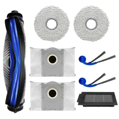 Image of HASTHIP 9Pcs Set Replacement Parts Compatible with ECOVACS Deebot N50 PRO Omni, Complete Robot Vacuum Spare Parts Set with Main Roller Brush, HEPA Filters, Side Brushes, Dust Bags, Washable Mop Pads
