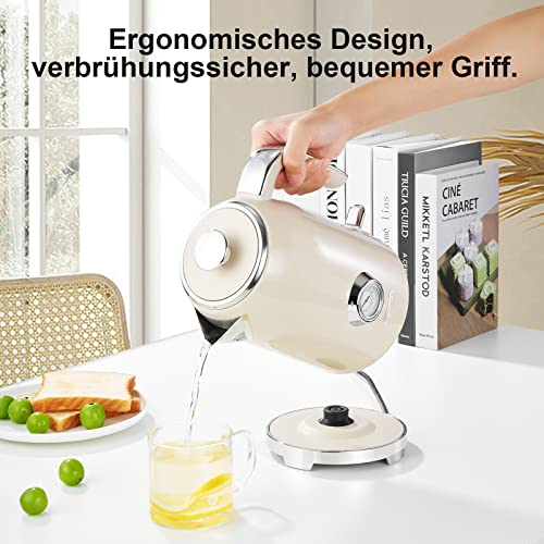 Wiltal Retro Vattenkokare & Brödrost Set, 1,7 l, Rostfritt Stål