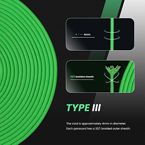 Abma Cord Paracord 620 lbs 4mm 9 Strands 100% Nylon 30M - Green, Solid-green, 30 Meters - Image 4