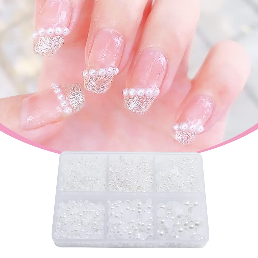 7600Pcs 1.5/2/2.5/3/4/5mm White Half Round Pearls - Image 2
