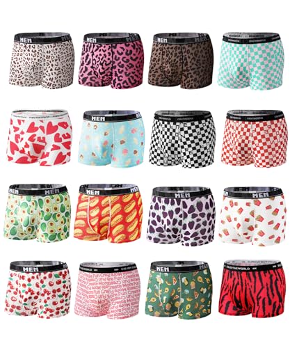 Men's Ice Silk Cartoon Pattern Boxer Briefs,Variety Pack Underwear,Cool&Comfortable Mid-Rise Trunks with Multiple Pack