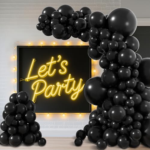 Amandir 153pcs Black Balloons Arch Garland Kit Different Sizes 18 12 10 5 Inch Latex Matte Black Balloon for Halloween New Year Birthday Baby Shower Holiday Graduation Anniversary Party Decorations - Image 6