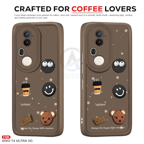 Image of AESTMO Back Case Cover | Cute Fun Cartoon 3D Ball | Coffee Silicone Case | Full Body Protection | Camera Protection Back Cover (Brown, Vivo T4 Ultra 5G)