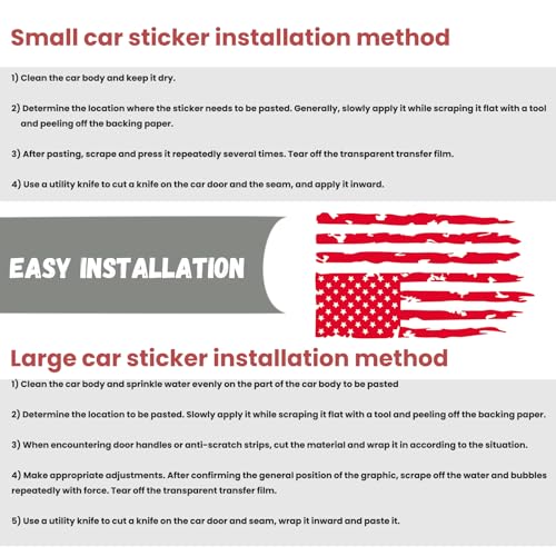 Image of 1 PC Distressed American Flag Vinyl Decal, 20.47x11.81 Inch US Flag Truck Tailgate Decal, Universal for Pickup Truck Tailgate Car Door Sides Windshield Decoration (Red)