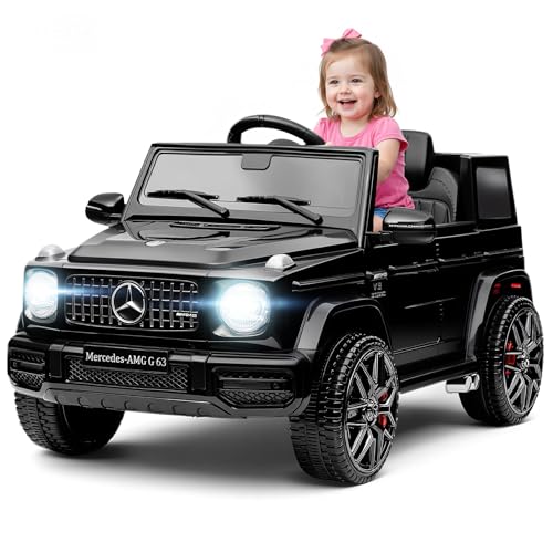 HAUSPROFI Kinder Elektroauto Mercedes AMG G63, Original Lizenziert, Kinder Auto Elektro mit 2,4 G Fernbedienung, Bluetooth, Musik,MP3,LED-Licht, Elektrofahrzeuge für ab 3 Jahre, Schwarz