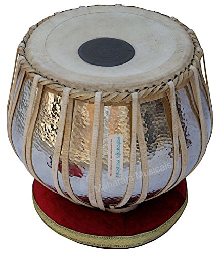 Maharaja Musicals Tabla Drum Set, Concert Quality, 4.5 Kg Chromed Copper Bayan, Sheesham Tabla Dayan with Padded Bag, Book, Hammer, Cushions, Cover, Tabla Instrument Indian (PDI-AAD)