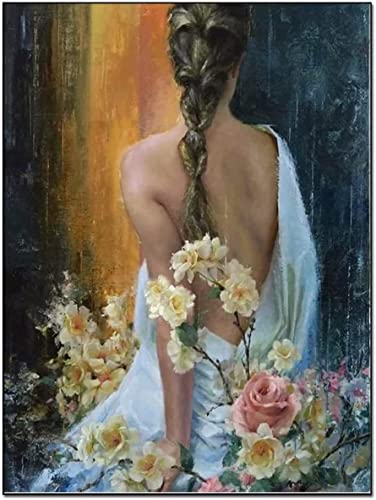 JOOTEN IMAGE ART MURAL - Marvelous Sea View Blue Girl and Sea Water Fusion Canvas for Bedroom Living Room Decor - 58x90cm - no frame Cover