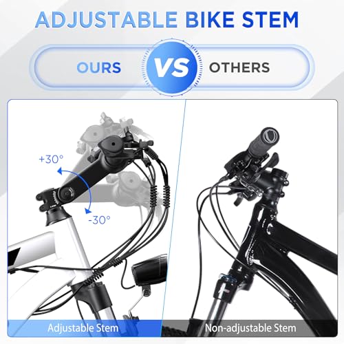 Electric Bike for Adults, 26" Ebike with 1000W Peak Motor, 21.7MPH 50Miles Electric Mountain Bike with 48V Removable Battery, Adjustable Stem, 21-Speed, Front Suspension, UL 2849 Certified - Image 5