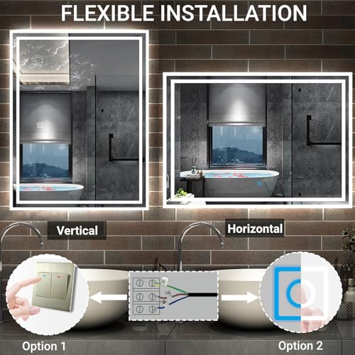Acezanble Bathroom Mirror with 3 Lights Tone, Bluetooth Speakers 700x500 MM Illuminated LED Bathroom Mirrors Dimmable Touch Switch, Demister Pad, IP44 Rated, Horizontal Wall Mounted Vanity Mirror - Image 6