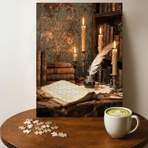 Dark Academia Gothic Jigsaw Puzzle - 500 Pieces Wooden Puzzle for Adults, Wall Art Gift, Finished Size: 20 x 15 Inch
