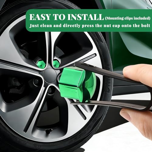 Image of Blueshyhall 19mm Wheel Lug Nut Cover Bolt Caps Anti-Rust Car Tire Nut Cover with Removal Tool (Pack of 20) - Chrome Green