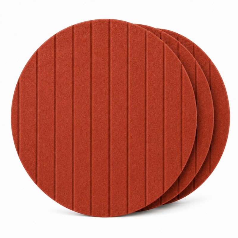 Image of MMT Acoustix Circle Felt Acoustic Wall Panel | Sound Proofing for Room |Premium Acoustic Panel |Pin Board for Wall |Sound Absorbing Panels | Circle Felt Acoustic Wall Panel |Rust| 60 x 60 cm | 4 Pcs