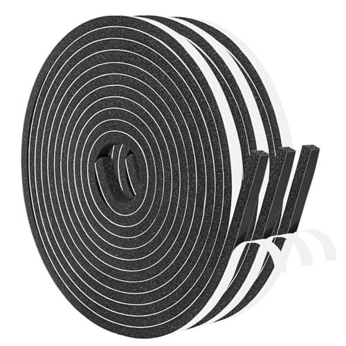 Yotache Dichtungsband Selbstklebend, fensterdichtung,6mm(B) x 6mm(D), Schaumstoffband mit hoher Dichte, Selbstklebendes Moosgummiband für Kollision Siegel Schalldicht (3 Rollen x 3M Lang)