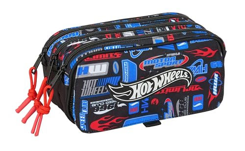 safta HOT WHEELS - Astuccio triplo grande, astuccio per bambini, ideale per bambini in età scolastica, comodo e versatile, qualità e resistenza, 21,5 x 8 x 10 cm, multicolore, M, Casual