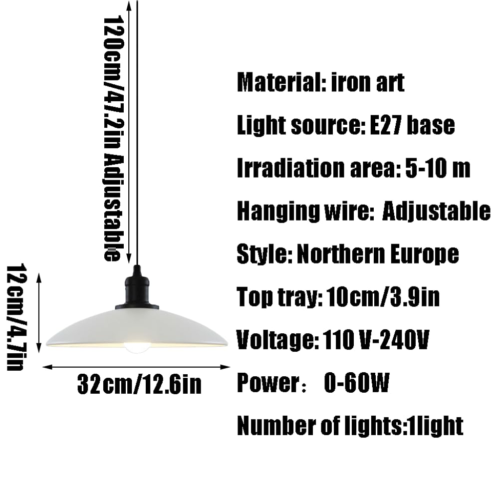 Lampade a sospensione E27 Sorgente luminosa Apparecchi di illuminazione decorativi for ristoranti in stile industriale in ferro a forma coperchio sospeso(Green)