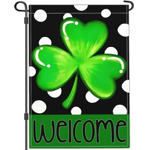 Aroxtms St Patricks Day Garden Flag Shamrock Lucky Irish Blessing Garden Flag Happy St Patricks Day Yard Decor Garden Flags for Outside 1218 Inch Double Sided Outdoor House Holiday Decorations