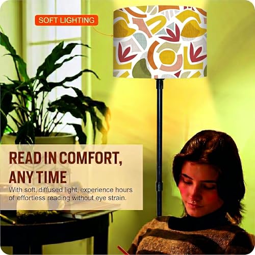 Image of Rellon Floor Lamp for Living Room with Decorative Metal Floor Lamp Standing Home Decoration Floor JuteLamp Shade Reading for Bedroom, Office,Kitchen (A1)