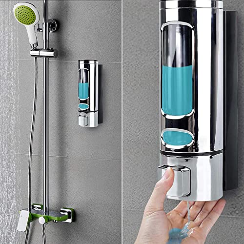 Image of BATH GURU Wall Mounted Soap Dispenser 400ml | Liquid Dish Wash, Sanitizer Shampoo Lotion Dispenser | ABS Plastic Hand Wash Dispenser for Bathroom Kitchen, Home & Commercial Use | Multicolor, Pack of 4