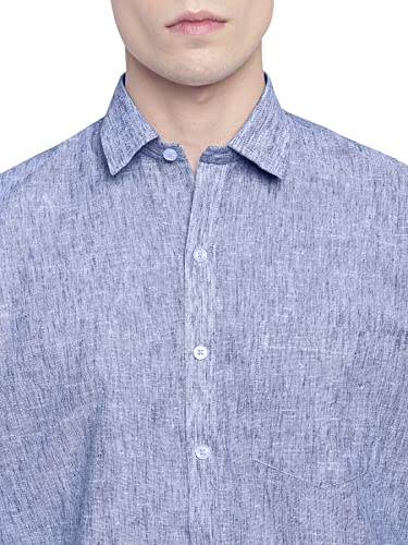 Image of GHPC Cotton Linen Plain Solid Half Sleeves Regular Fit Formal Shirt for Men