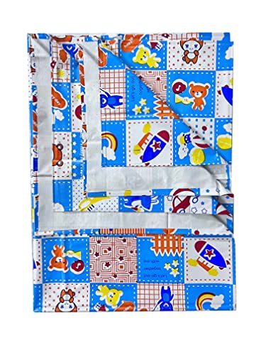 Image of EcoSoft Plastic Sheet,PVC Sheet for Kids,Rubber Sheet for Babies,Bed Wetting Protector(90 x 135 cm) (Blue HAPPYDAY)