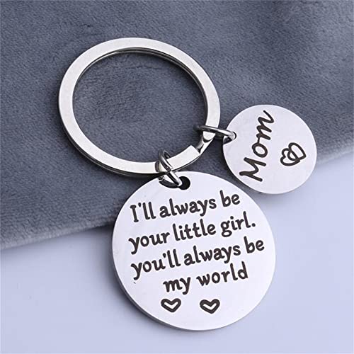 Mother's Day Gift, I'll Always Be Your Little Girl, You Will Always Be My World Keychain, Birthday KeyRing Best Mom Key Chain2