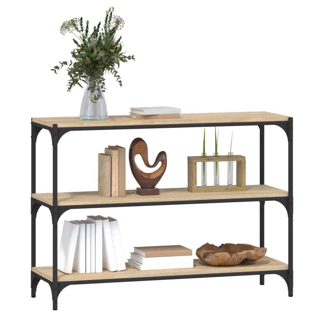 Librería Sonoma, madera de roble y acero, 100 x 33 x 70,5 cm de ancho, bajo versátil, como estantería para libros y estantería de pie, para salón y oficina en estilo industrial