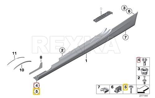 Miniatura 4 de Rexka Juego de 20 pasadores y ojales para panel basculante para BMW E90 E91 E92 E93 E88 E81 E82 E87 E06 F12 F1 X1 X6 07147122913 07147122912