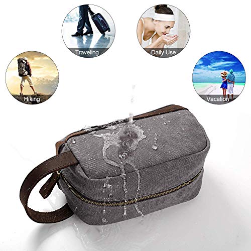S-ZONE Oversized Leather Canvas Duffel Shoulder Weekender Mens Overnight Bag/Mens Travel Case Dopp Kit Small Shaving Toiletry Bag Makeup Organizer Insert