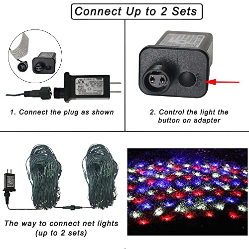 4Th Of July Decorations Net String Lights Outdoor Red White And Blue Lights Waterproof, 14.8Ft X 5Ft 300 Led Independence Day Net Lights 8Modes Patriotic Lights For Bushes Party Yard Garden Decor #TOP3