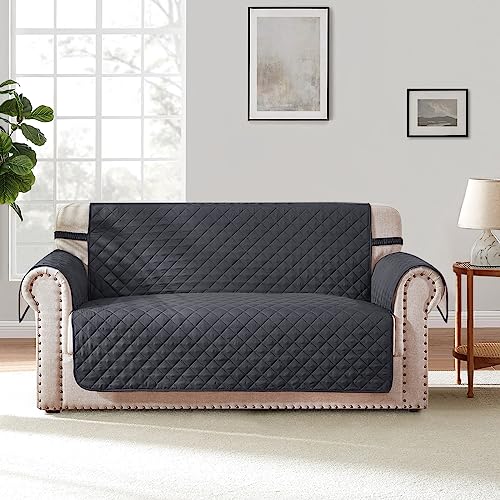 Housse de causeuse réversible HOMERILLA en gris pour grand canapé - 3