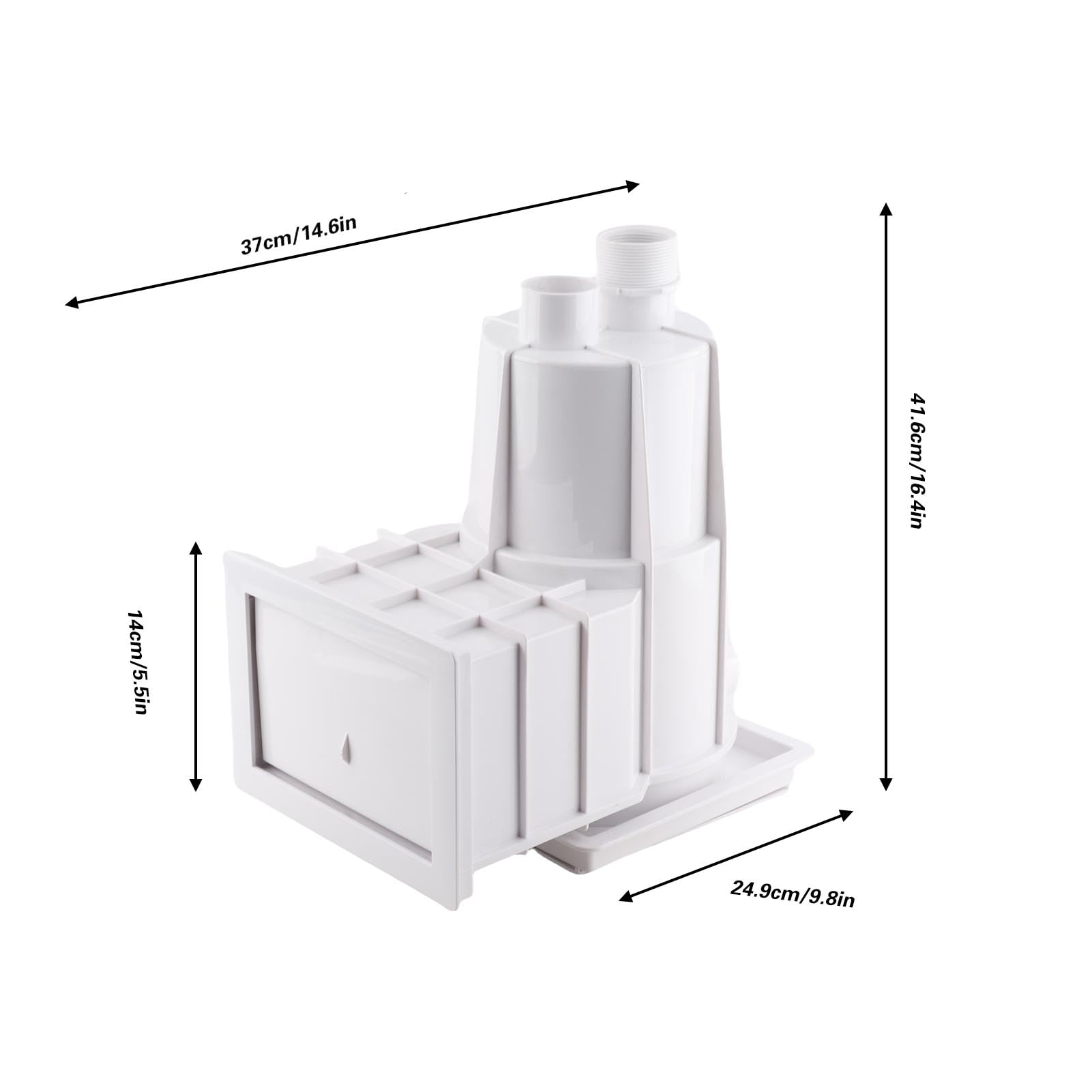 Skimmer de Piscina, Cesta de Skimmer de Plástico con Conexión a Drenaje Sellado Hermético, Accesorios Mantenimiento SPA Piscina Comercial 41.6x37x24.9cm Calibre 14cm