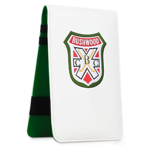 Bushwood Golf Shield White Leather Golf Scorecard & Yardage Book Holder Cover Also can Customize Your Name Version (Normal One)