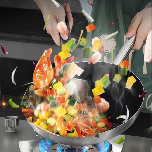 Wok con superficie antiadherente de acero inoxidable 12.6in miniatura 2
