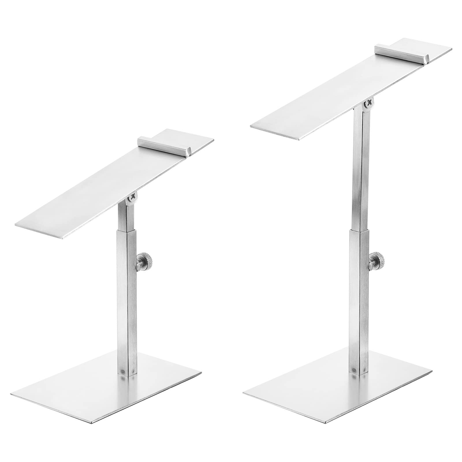 sourcing map Shoe Display Stand 2 Pack Adjustable Height High Heel Shoe Risers Metal Shoe Rack Holder for Home Retail Store Supplies - Silver