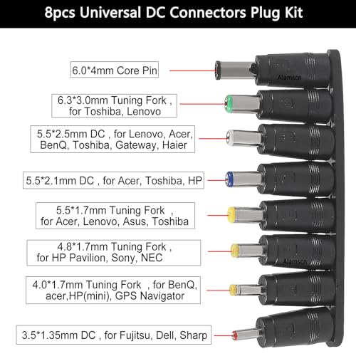 Kit universal de 8 conectores de corriente DC 5.5x2.1 mm miniatura 2