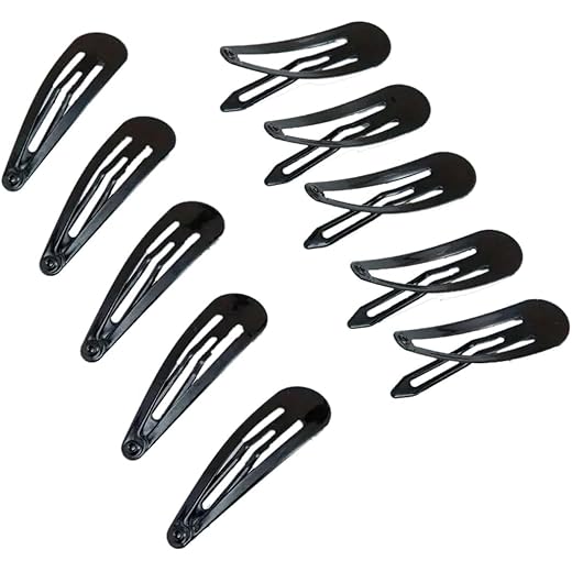 Glossy Black Metal Hair Clips 4cm