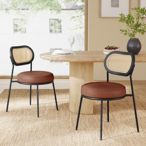VASAGLE Dining Chairs Set of 2 with Rattan Back