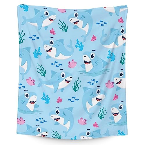 Shark Blanket Gifts - 50"x60" Cute Throw Blanket for Kids & Adults - Blue Soft Fuzzy Blankets for Bed, Couch & Living Room
