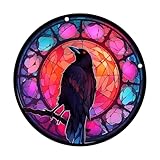 Uqezagpa Atrapasueños colgantes de vidrieras para colgar en ventanas, paneles coloridos, decoración de pared para balcones, patio, pared, jardín, ventanas manchadas